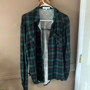 Eden and Olivia green flannel